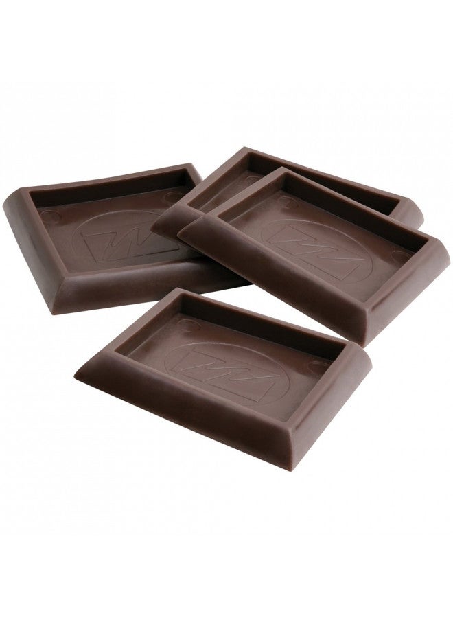 SoftTouch 4653395N Furniture Caster Cups Square for Carpet or Durable Hard Floors, 2 Inch, 4 Pack, Brown, 4 Piece - Image 1