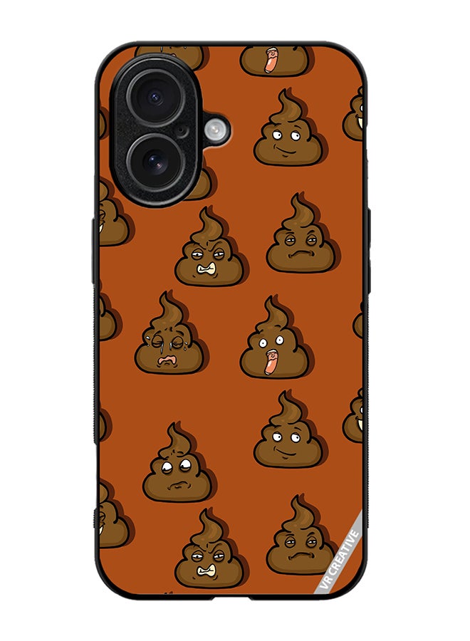 Protective Case Cover For Apple iPhone 17 Brown Shit Emoticons Design Multicolour