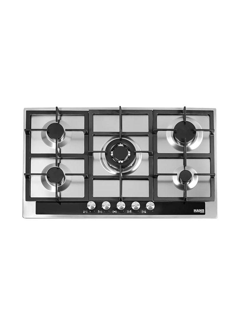 Hans - Built in Gas Hob 90 Cm Stainless Steel Glass Control Panel 5 Burners HANS 9740-24 - Image 1