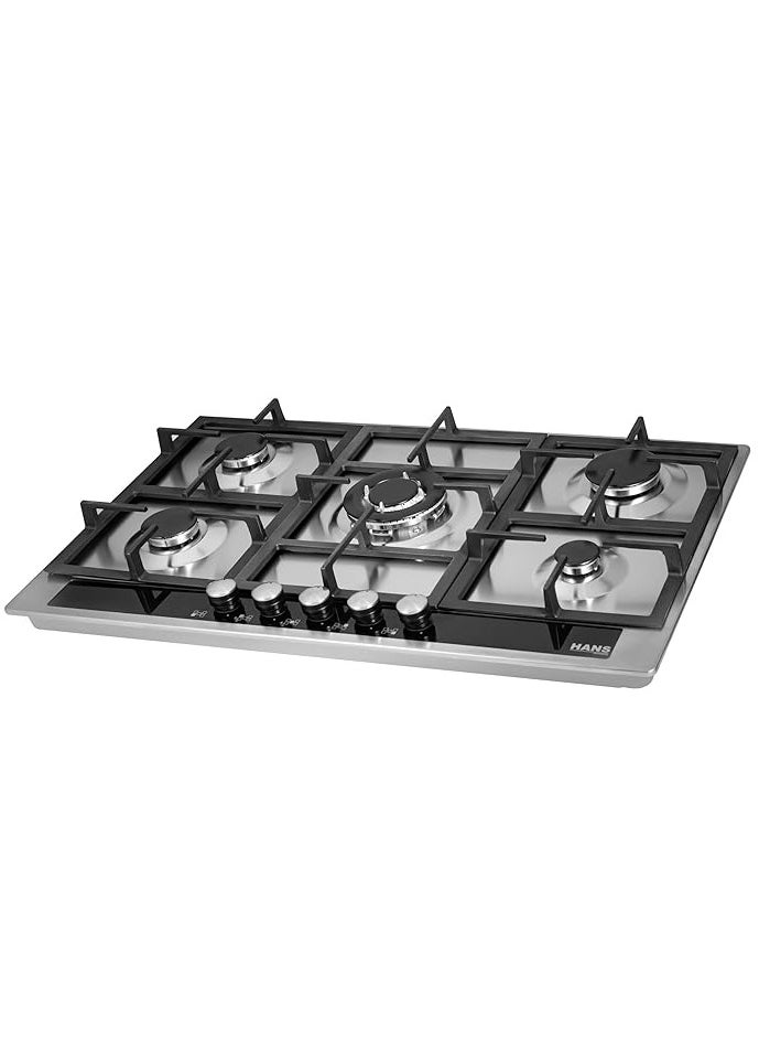 Hans - Built in Gas Hob 90 Cm Stainless Steel Glass Control Panel 5 Burners HANS 9740-24 - Image 1