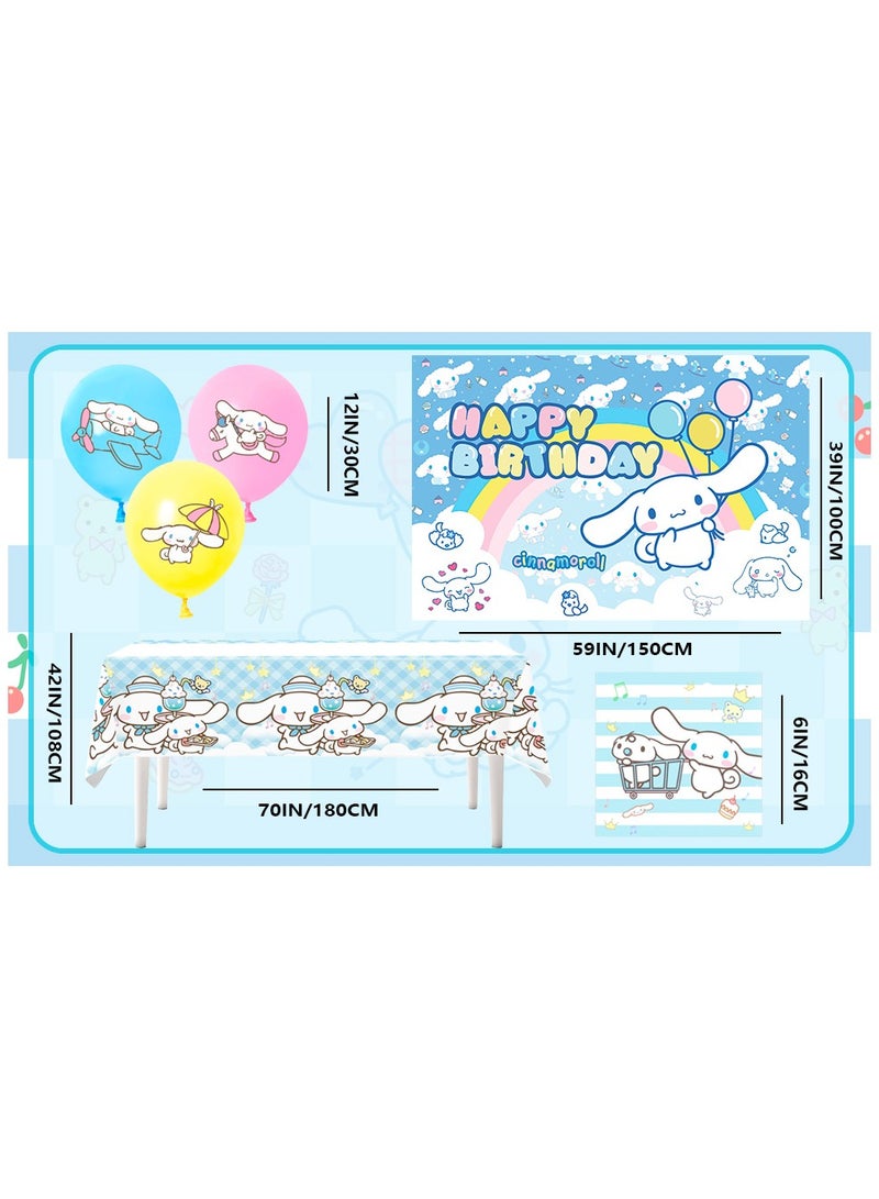 FRUITFUL PARTY Cinnamoroll Birthday Party Decorations, 24pcs Party Supplies Set Include Napkins Ballons Bacakdrop Tablecloth for Cinnamoroll Theme Party - Image 3
