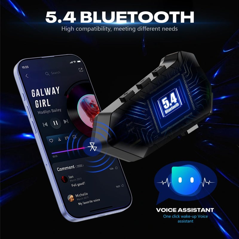 Verilux ® 2-in-1 Bluetooth Helmet Headset for Bike, Motorcycles and Outdoor Sports, Microphone & LCD Display, Wireless Hands-Free type-c Headset Mic, Supports Android & iOS, Compatible with All Helmets - Image 5