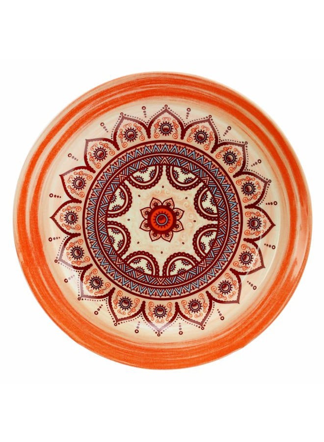 Elama Multicolored Round Stoneware Mandala Pattern Dinnerware Set, 16 Piece, Blue - Image 5