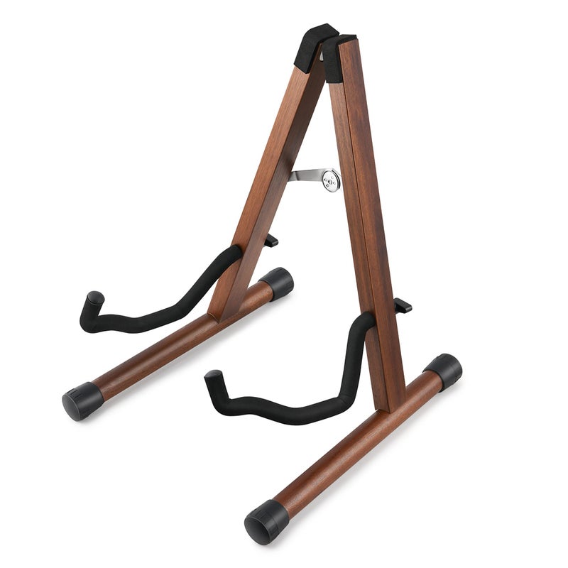 Donner Wood Guitar Stand, Acoustic Electric Wooden Guitar Floor Stand, A Frame Folding Guitar Holder Adjustable for Bass, Cello, Mandolin, Banjo, Ukulele - Image 1