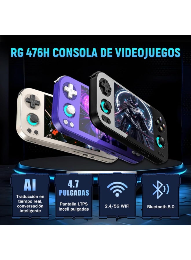 RG 476H Retro Handheld Game Console, AI Function Game Console, 4.7" 1280*960P LTPS In-Cell Screen, Android 13, 2.4/5G WiFi&BT 5.0, Wireless Screen Transmission, No TF Card, 8+128G Storage + 256G RAM + Full Screen Storage - Image 2