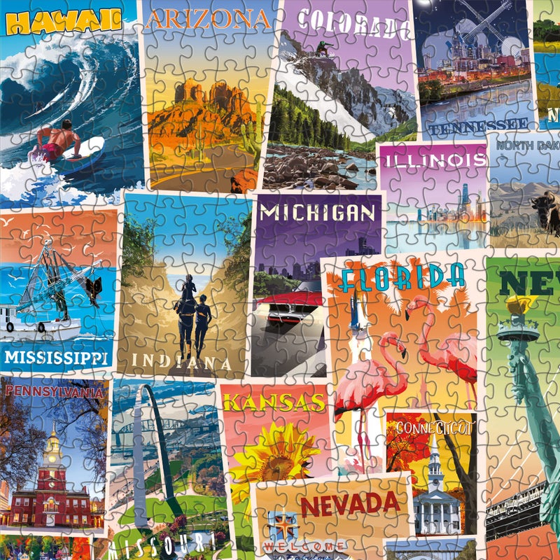 Funwares US States Vintage Poster Art 1000 Piece Jigsaw Puzzle with Landmarks and Attractions from All 50 States - Image 4