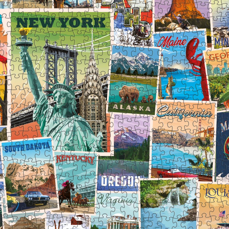 Funwares US States Vintage Poster Art 1000 Piece Jigsaw Puzzle with Landmarks and Attractions from All 50 States - Image 3