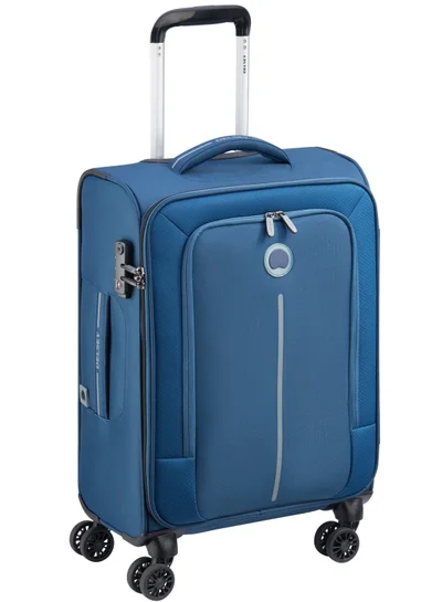 DELSEY Paris Caracas 55 Cm Softcase 4-Double Wheeled Expandable Cabin Luggage Trolley - Night Blue