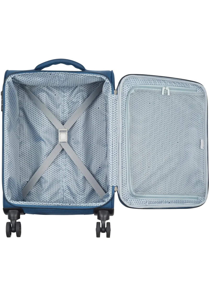 DELSEY Paris Caracas 55 Cm Softcase 4 Double Wheel Expandable Cabin Luggage Trolley - Night Blue