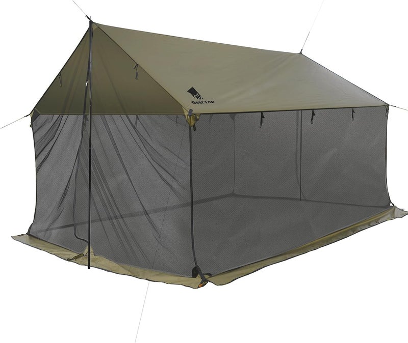 GEERTOP Lightweight Waterproof Camp Tarp with Screen House Bug Net and Poles, UV Protection,360° Airflow Mosquito Protection,4-6 Person,Sun Shade Canopy for Camping Backpacking Outdoor Travel - Image 1