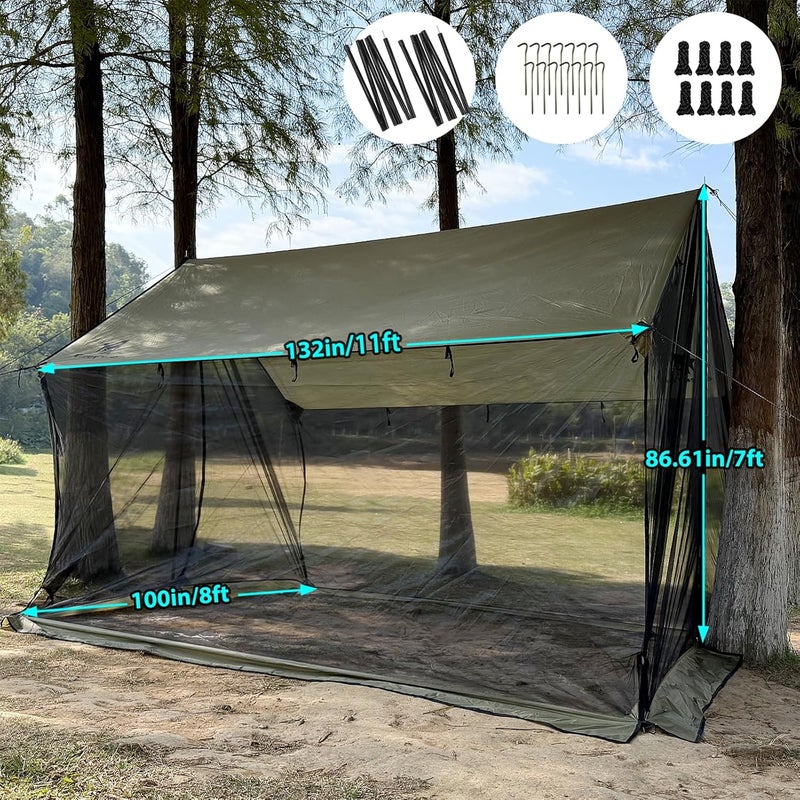 GEERTOP Lightweight Waterproof Camp Tarp with Screen House Bug Net and Poles, UV Protection,360° Airflow Mosquito Protection,4-6 Person,Sun Shade Canopy for Camping Backpacking Outdoor Travel - Image 2