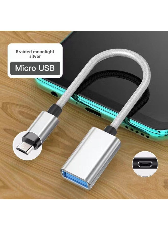 OTG Line TYPE-C To 2.0A Bus Adapter Line Android V8 OTG Line Car Mini5p V3 OTG Line-Color:Android Micro Interface Moonlight Silver  - Image 1