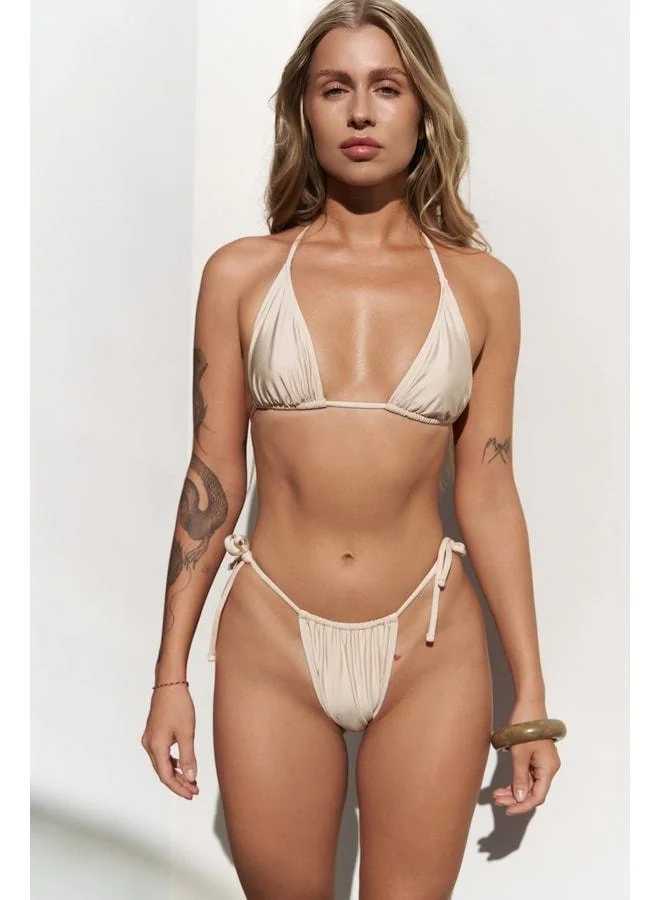 Bohemai  Cahya Tie-Back Beige Triangle Bikini Top for Women | Best Price UAE