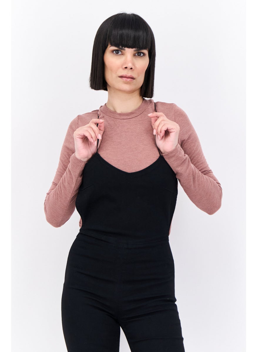 Bershka Women Plain Open Back Jumpsuit, Black  - Image 2