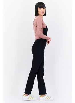 Bershka Women Plain Open Back Jumpsuit, Black  - Image 3
