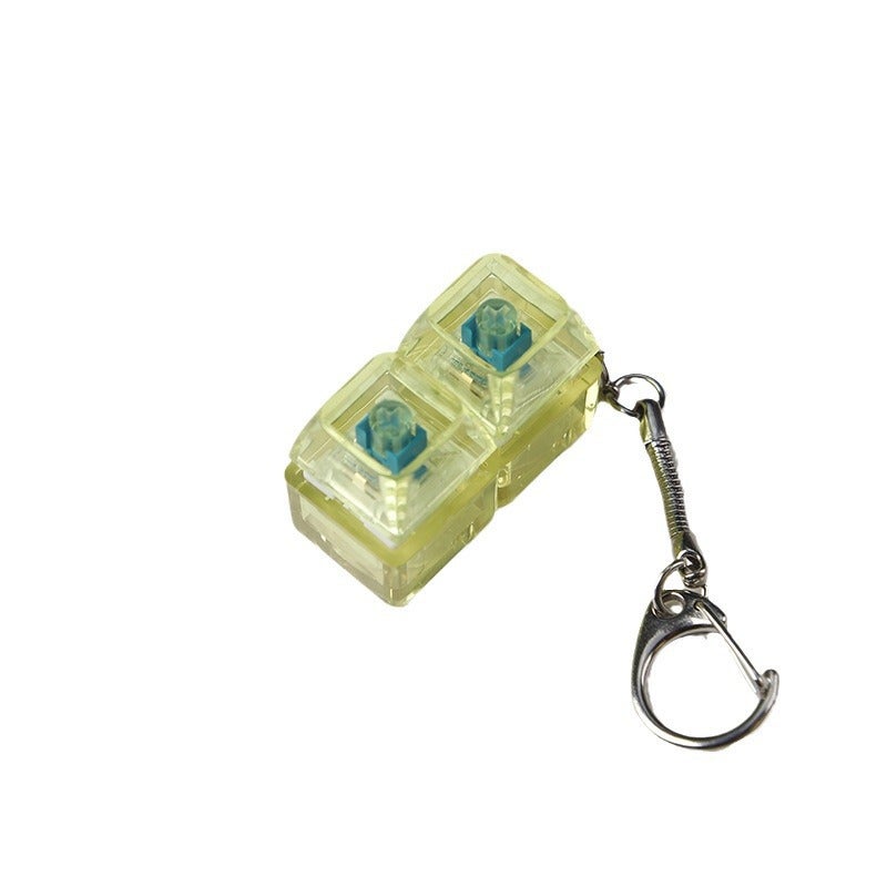 PC fully transparent material decompression shaft tester press sound crisp 2 holes 3 holes 4 holes key chain with light transparent cap 2-hole yellow transparent with light * 1 