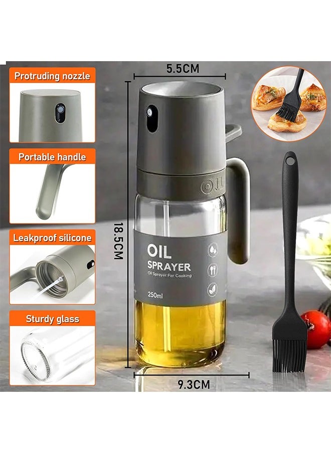 250 ml Olive Oil Spray Bottle with Oil Brush, Oil Sprayer for Cooking, Air Fryer Oil Spray Bottle, Oil Sprayer for Kitchen, Salad, Frying