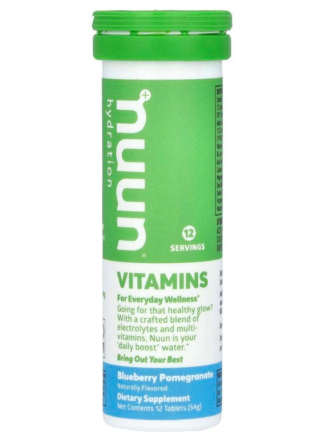 Nuun Hydration Vitamins Effervescent Drink Blueberry Pomegranate 12 Tablets