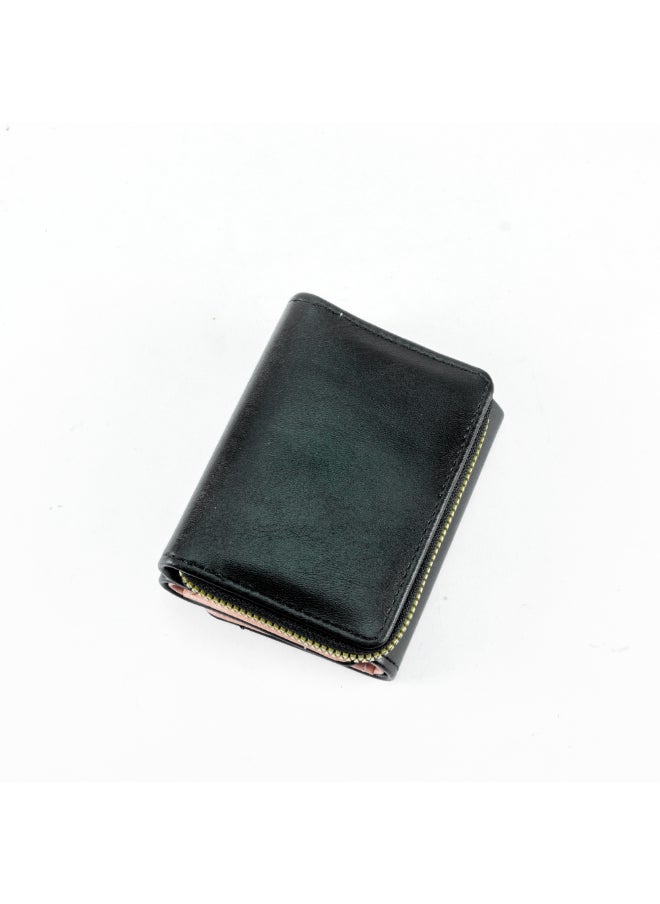 Generic Leather Flip Wallet & Card Holder with Multiple  Pockets and Zipped Pocket Black  - Image 2
