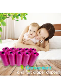 Cute 'n' Cuddle Pack of 10 Scented Diaper Disposal Bin Bag 15 Bags Per Roll For Waste Disposal - Light Pink  - Image 5