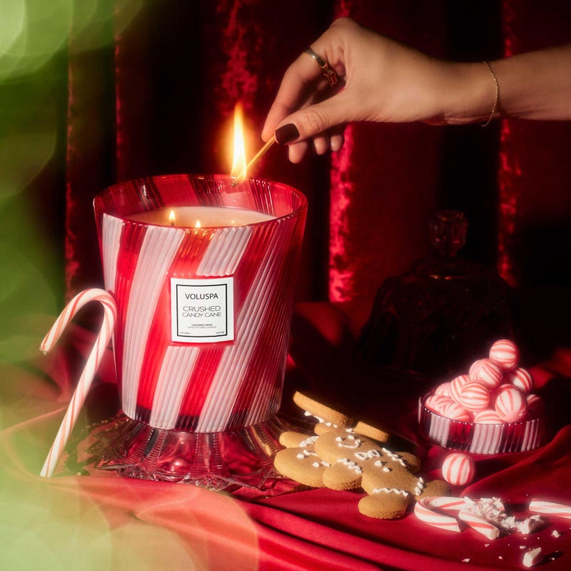 Voluspa Voluspa Crushed Candy Cane  3 Wick Boxed Hearth  38 oz  80 Hour Burn Time  All Natural Wicks and Coconut Wax for Clean Burning  Vegan  Poured in The USA  - Image 3