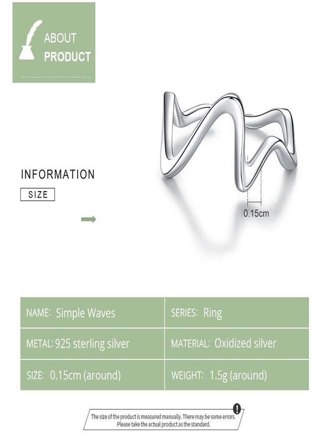 Qings Highs and Lows Ring - Sterling Silver Inspirational Up and Down Rings for Daughter Friends Adjustable Open Stackable Band Knuckle Rings Wraparound Wave CZ Zig Zag Jewelry Gifts - Image 5
