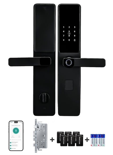 Smart Door Lock with Handle, WiFi Door Lock with Tuya APP Control, Door Locks with Keypads, Anti-Peeping Password, Auto Lock One Touch Unlock,Color black,6068 Mortise(X2MLJ)