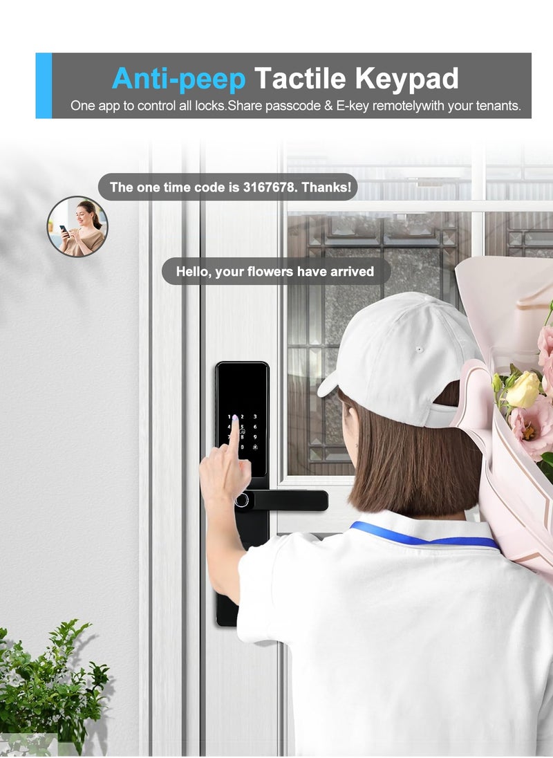 ATuMan - Smart Door Lock with Handle, WiFi Door Lock with Tuya APP Control, Door Locks with Keypads, Anti-Peeping Password, Auto Lock One Touch Unlock,Color black,6068 Mortise(X2MLJ) - Image 1