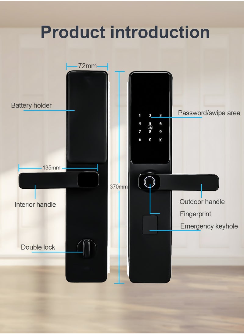 ATuMan - Smart Door Lock with Handle, WiFi Door Lock with Tuya APP Control, Door Locks with Keypads, Anti-Peeping Password, Auto Lock One Touch Unlock,Color black,6068 Mortise(X2MLJ) - Image 1