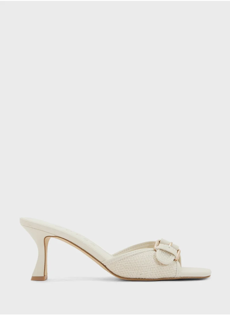 جس Single Strap Mid Heel Sandals