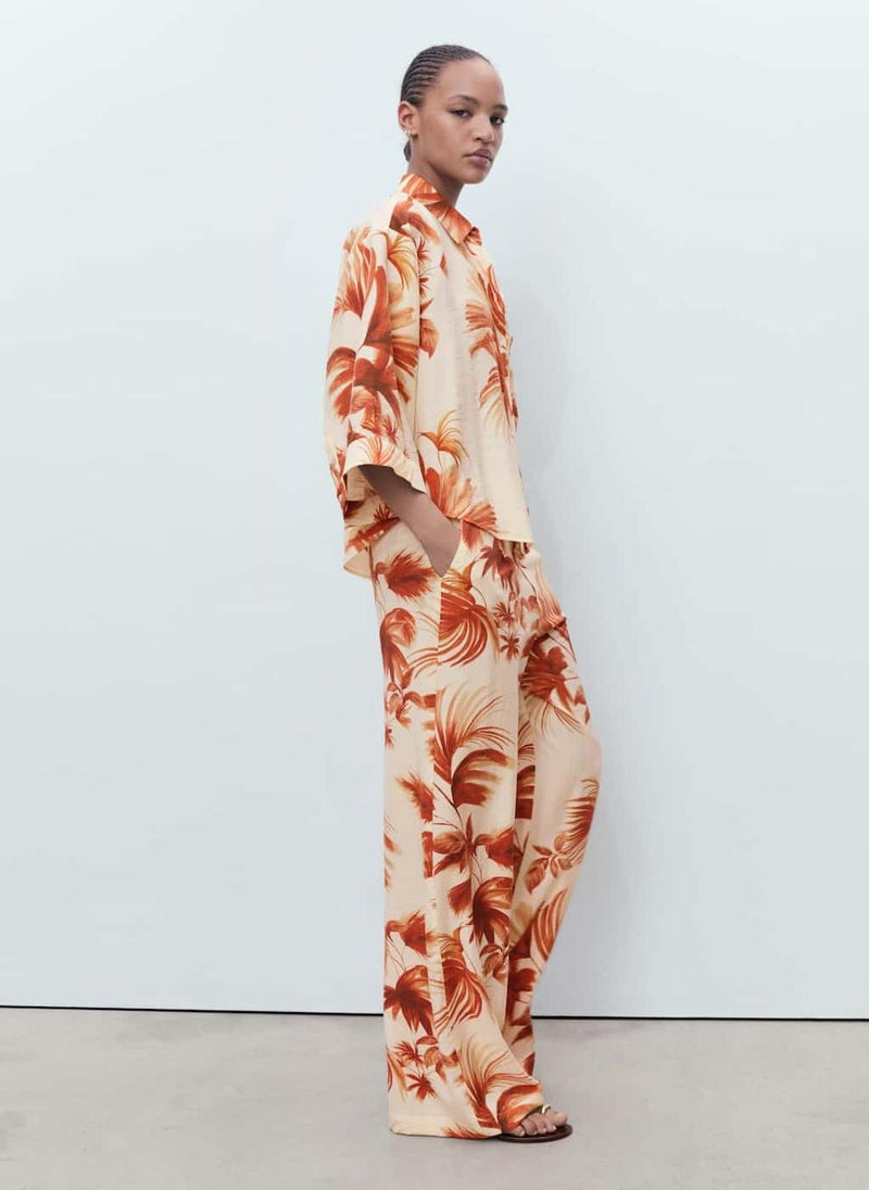MANGO Flowing Palm-Tree Print Pants  - Image 3