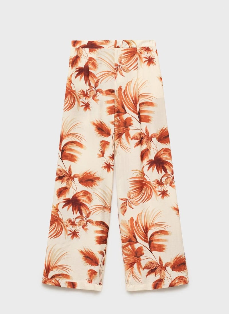MANGO Flowing Palm-Tree Print Pants  - Image 5
