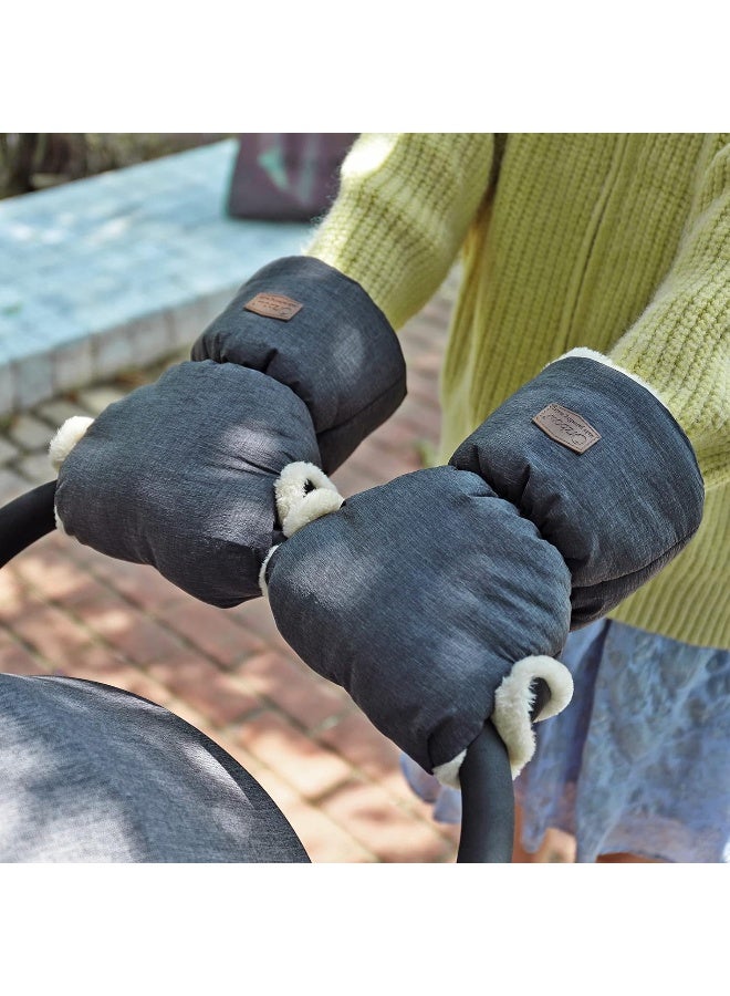 Orzbow Faux Sheepskin Gloves for Stroller, Universal Winter Anti-Freeze Stroller Mittens, Waterproof Warm Extra Thick HandMuff for Stroller Accessories, Dark Grey - Image 5
