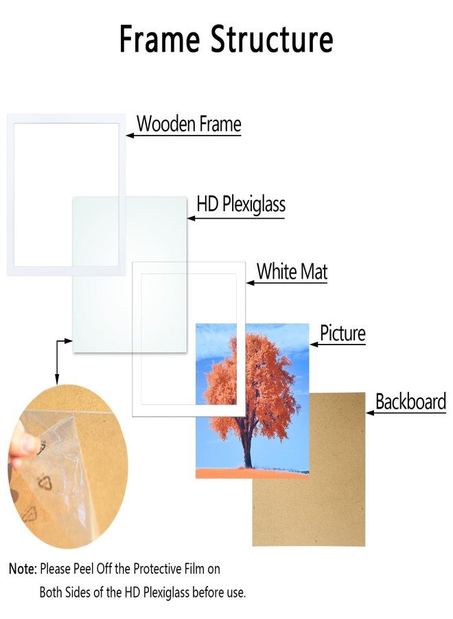 Aphila 12x12 Picture Frame White, Solid Wood Diamond Art Painting Frames 30x30cm, Display Pictures 10x10 with Mat or 12 x 12 Without Mat, 12x12 Frame for Photos Posters Prints Artworks Puzzles, Wall Hanging - Image 5