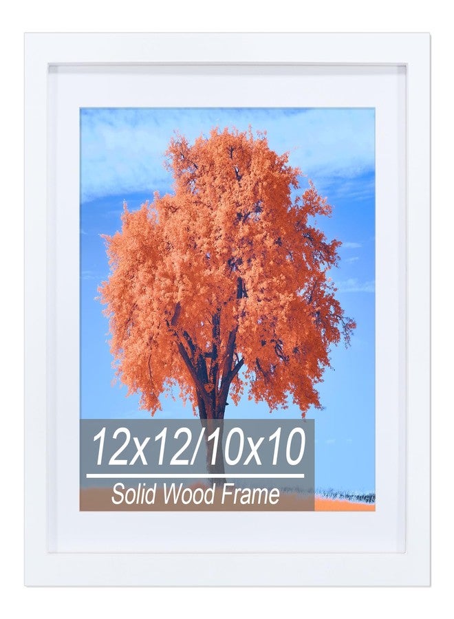 Aphila 12x12 Picture Frame White, Solid Wood Diamond Art Painting Frames 30x30cm, Display Pictures 10x10 with Mat or 12 x 12 Without Mat, 12x12 Frame for Photos Posters Prints Artworks Puzzles, Wall Hanging - Image 1