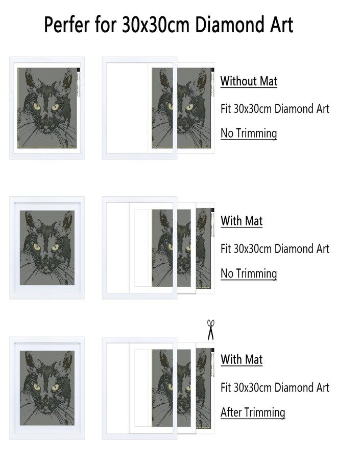 Aphila 12x12 Picture Frame White, Solid Wood Diamond Art Painting Frames 30x30cm, Display Pictures 10x10 with Mat or 12 x 12 Without Mat, 12x12 Frame for Photos Posters Prints Artworks Puzzles, Wall Hanging - Image 3