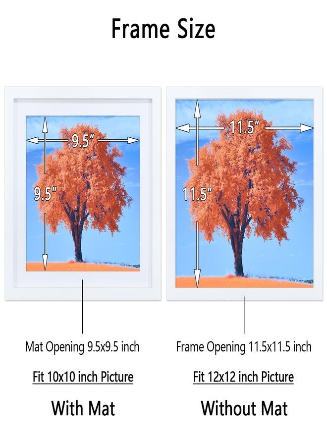 Aphila 12x12 Picture Frame White, Solid Wood Diamond Art Painting Frames 30x30cm, Display Pictures 10x10 with Mat or 12 x 12 Without Mat, 12x12 Frame for Photos Posters Prints Artworks Puzzles, Wall Hanging - Image 2