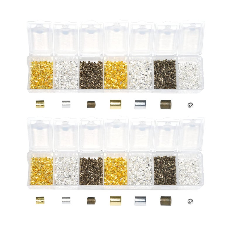 Mandala Crafts Mandala Crafts Crimp Beads for Jewelry Making Bead Stopper Crimping Kit 3 Colors 15mm  2mm Tube 8200 pcs