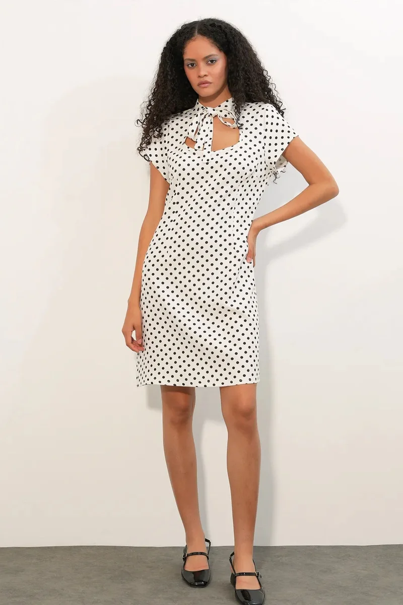 بيغ دارت BDART Polka Dot A-Line Mini Dress With Bow