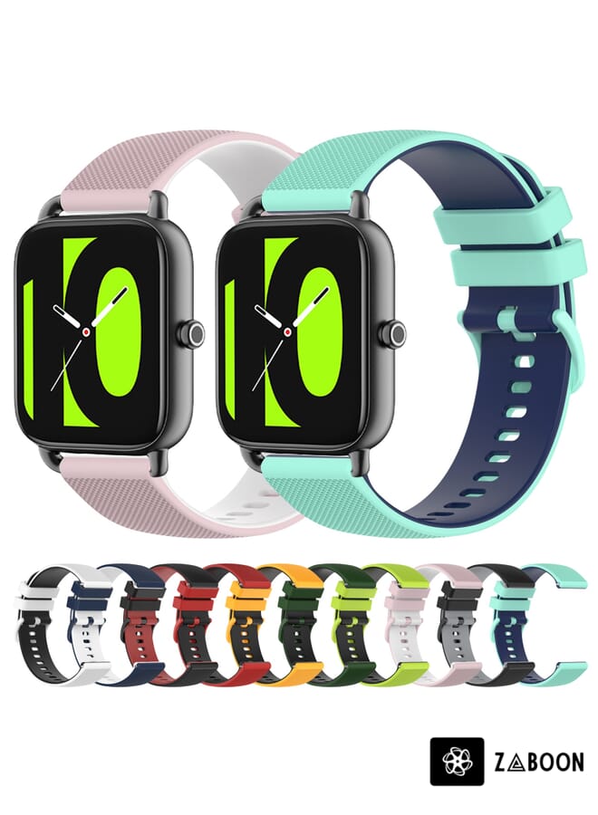 Zaboon Xiaomi Haylou RS4 LS12 22mm Checkered Two-Color Silicone Watch Band - Image 3