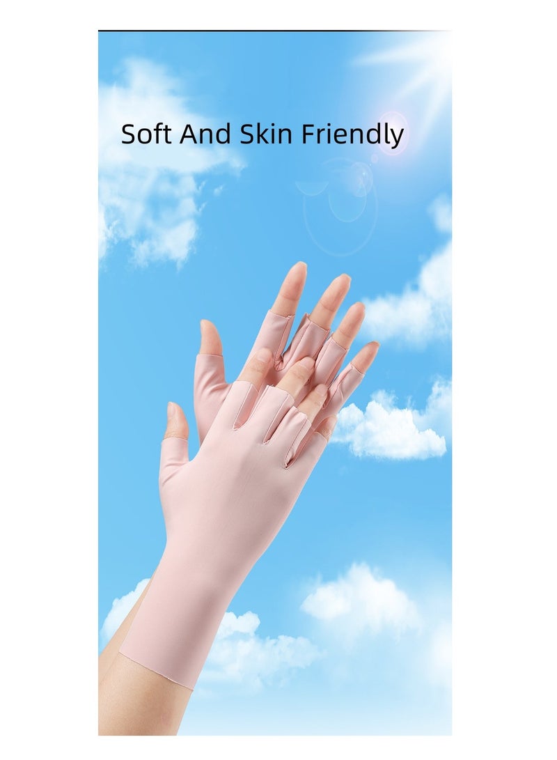 Generic Women's Sunscreen UV Protection Driving Gloves White  - Image 3