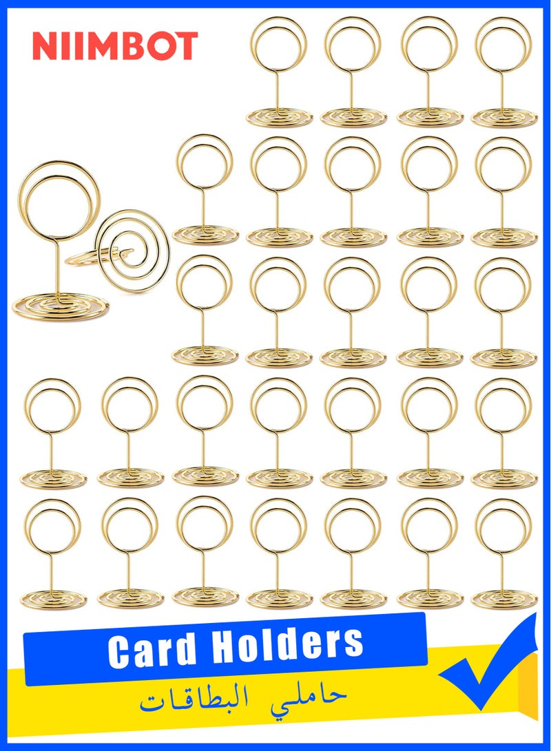 NIIMBOT 30Pcs Table Number Holders, Place Card Holders, Wire Picture Holders, Small Table Card Holders, Photo Holders for Centerpieces, Wedding Reception, Party, Birthday (Gold)  - Image 1