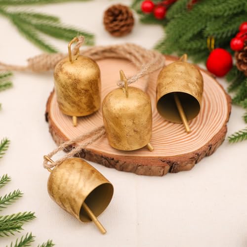 Hananona Gold Vintage Bells with Hanging Rope, Decorative Metal Cow Bells for Weddings, Parties, and Christmas DIY Wreaths, Home Decor (1) - Image 5