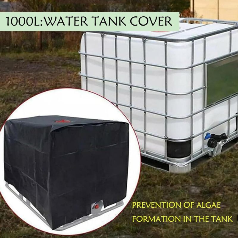 IBC Container Cover 120 X 100 X 116 Cm Black Waterproof Silver-Coated Uv Resistant Tarpaulin Cover - Tear-Resistant 210D Oxford Cloth Water Tank Cover for Outdoor Industrial Garden Storage - Image 3