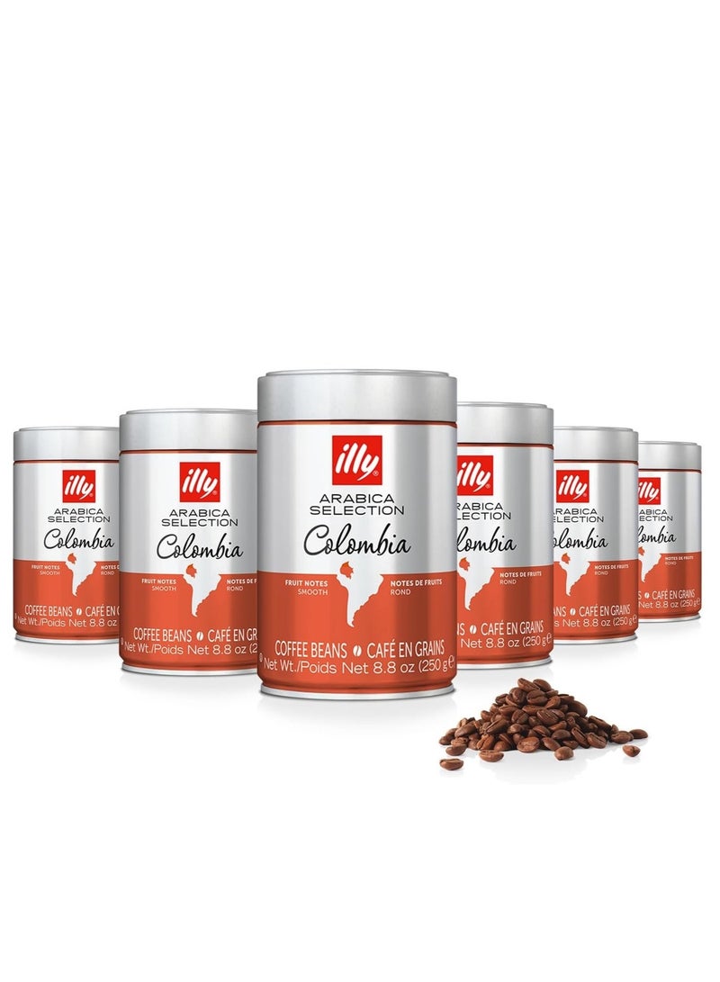 Illy Arabica Selection Colombia Single Origin Medium Roast Whole Bean Coffee – Pack of 6 - Image 1