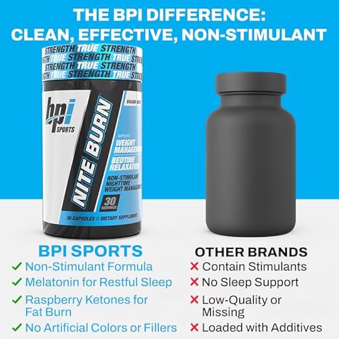 BPI Sports Nite burn – Nighttime Fat Burner & Sleep Support – Keto-Friendly – Weight Loss, Burn Fat, Relaxation, Boost Metabolism – 30 servings – 640mg - Image 4