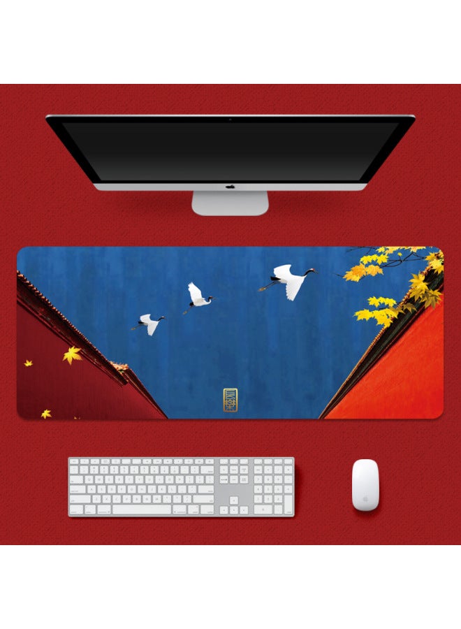 Oversized Mouse Pad Chinese Style National Tide Table Pad Keyboard Pad Beijing Forbidden City Red Wall Student Laptop Non-slip-Color:800*300*3mm-Pattern:Chinese Style-Koi Lotus - Image 4