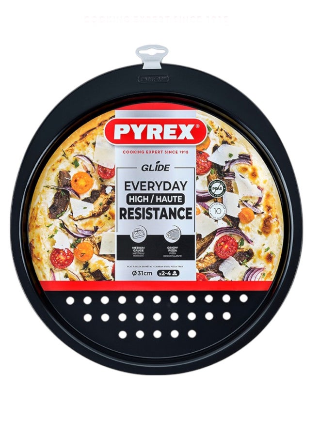 بيريكس Pyrex Glide Pizza Pan 31cm, PFAS-Free Non-Stick Round Pizza Tray, Scratch Resistant Bakeware, Ideal for Homemade Pizza, Flatbreads, Reheating and Everyday Baking 31cm - Image 1
