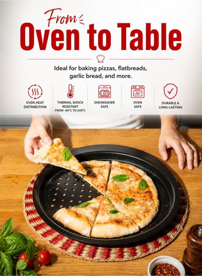 بيريكس Pyrex Glide Pizza Pan 31cm, PFAS-Free Non-Stick Round Pizza Tray, Scratch Resistant Bakeware, Ideal for Homemade Pizza, Flatbreads, Reheating and Everyday Baking 31cm - Image 3