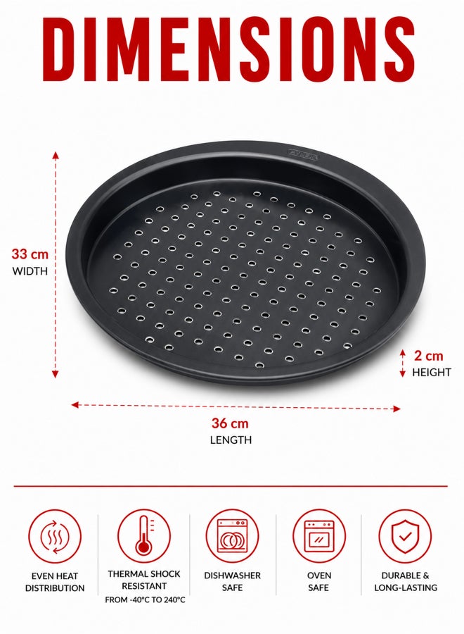 بيريكس Pyrex Glide Pizza Pan 31cm, PFAS-Free Non-Stick Round Pizza Tray, Scratch Resistant Bakeware, Ideal for Homemade Pizza, Flatbreads, Reheating and Everyday Baking 31cm - Image 2